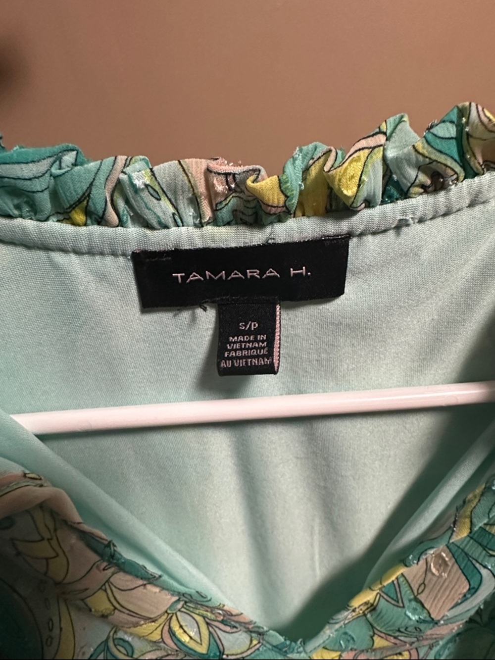 Tamara Teal Paisley V-Neck Ruffle Sleeve Blouse - Picture 2 of 3